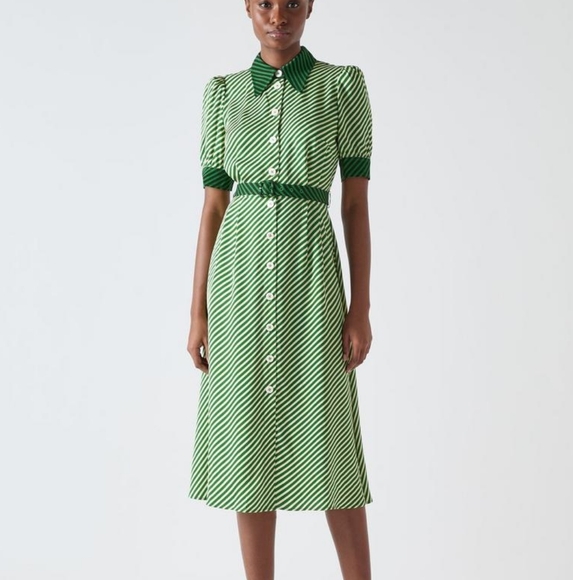 LK Bennett Dresses & Skirts - LK Bennett Val Treetop Green & Birch Printed Shirt Dress